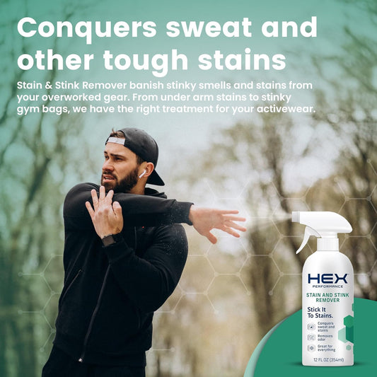 HEX Performance Stain & Stink Remover, Fragrance Free, 12oz (Pack of 2) - Designed for Activewear, Eco-friendly