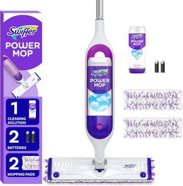 Swiffer Powermop Multi-Surface Mop Kit For Floor Cleaning, Fresh Scent, Mopping Kit Includes Powermop, 2 Mopping Pad Refills, 1 Floor Cleaning Solution With Fresh Scent And 2 Batteries