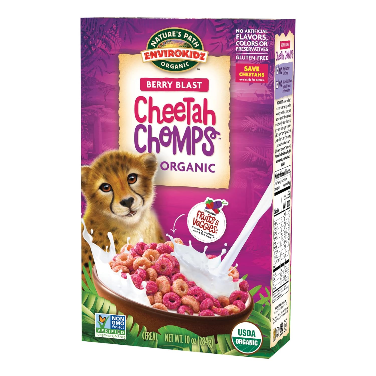 EnviroKidz Cheetah Chomps Organic Berry Blast Cereal, 10 Ounce (Pack of 12), Gluten Free, Non-GMO, EnviroKidz by Nature's Path