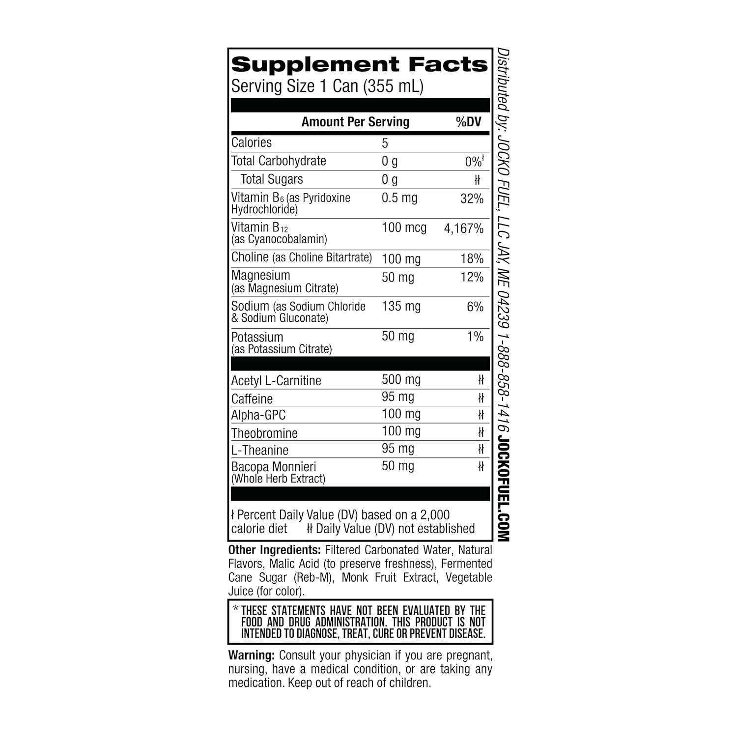 Jocko Fuel Blue Raspberry Energy Drink, 12 Pack, 0 Sugar, 95Mg Caffeine, Supports Brain Health