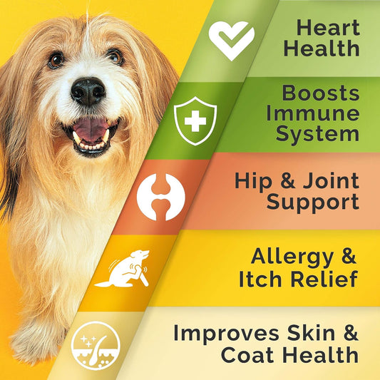 Fish Oil Omega 3 for Dogs - Allergy Relief - Joint Health - Itch Relief, Shedding - Skin and Coat Supplement - Alaskan Salmon Oil Chews - Omega 3 6 9 - EPA & DHA Fatty Acids