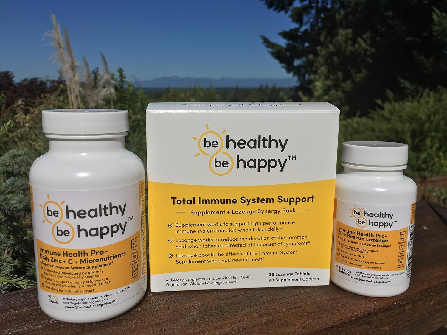 Be Healthy! Be Happy! Total Immune System Support Synergy Pack: Immune Health Pro - Micronutrient Daily Plus Immune Health Pro - Rescue Lozenge Cold Formula Value Pack
