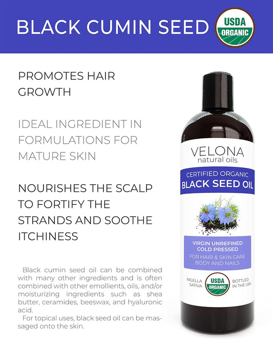 velona Black Cumin Seed Oil USDA Certified Organic - 1 Gallon / 128 Fl Oz | 100% Pure and Natural Carrier Oil | Unrefined, Cold Pressed | Hair, Body and Skin Care | Use Today - Enjoy Results