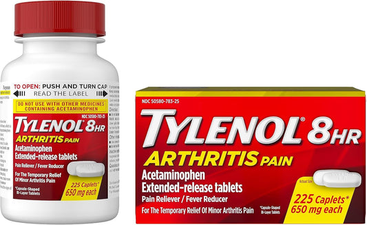 Tylenol 8 Hour Arthritis Pain Relief Extended-Release Tablets, 650 Mg Acetaminophen, Joint Pain Reliever & Fever Reducer Medicine, Oral Pain Reliever For Arthritis & Joint Pain, 225 Count