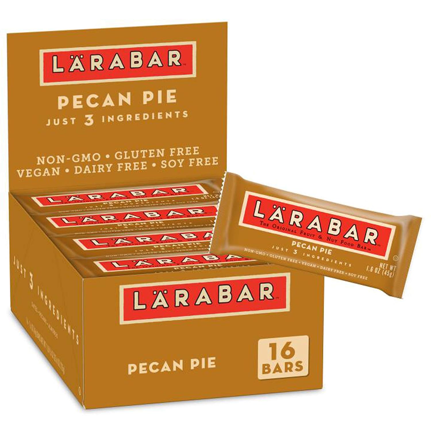 Larabar Pecan Pie, Gluten Free Vegan Fruit & Nut Bar, 1.6 Oz Bars, 16 Ct