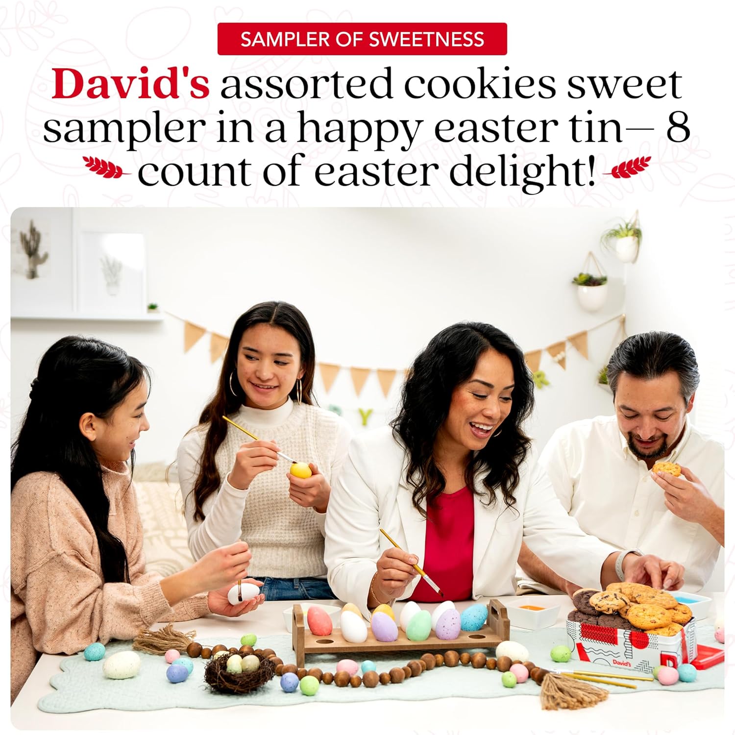 David’s Fresh Baked Assorted Cookies Sweet Sampler in Happy Easter Tin 8 Count - Chocolate Chunk, Peanut Butter Chip, Double Chocolate Chunk & Oatmeal Raisin Flavor, Delicious Gourmet Easter Gift : Grocery & Gourmet Food