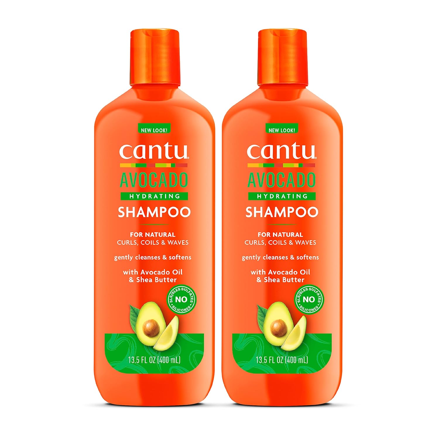 Cantu Avocado Hydrating Sulfate-Free Shampoo With Pure Shea Butter, 13.5 Oz (Pack Of 2) (Packaging May Vary)