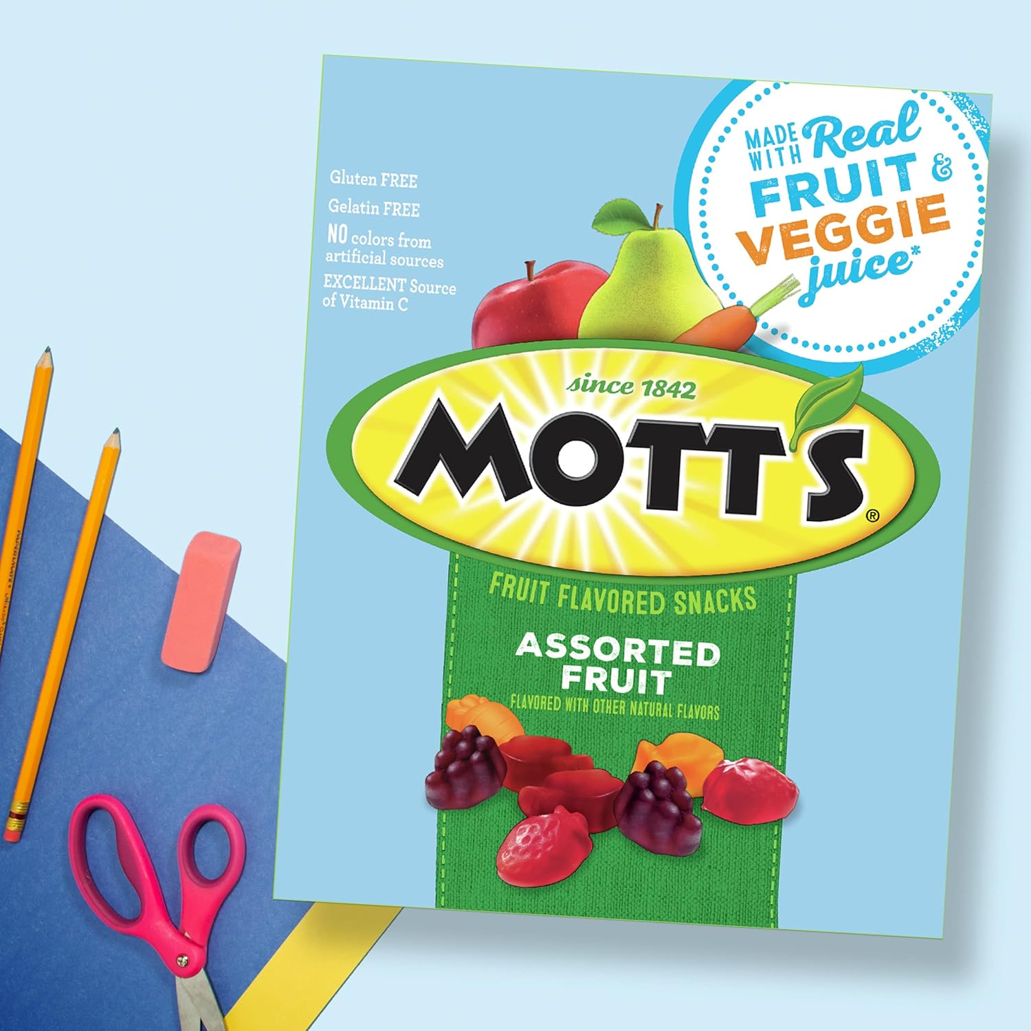 Mott'S Fruit Flavored Snacks, Assorted Fruit, Pouches, 0.8 Oz, 22 Ct (Pack Of 6)