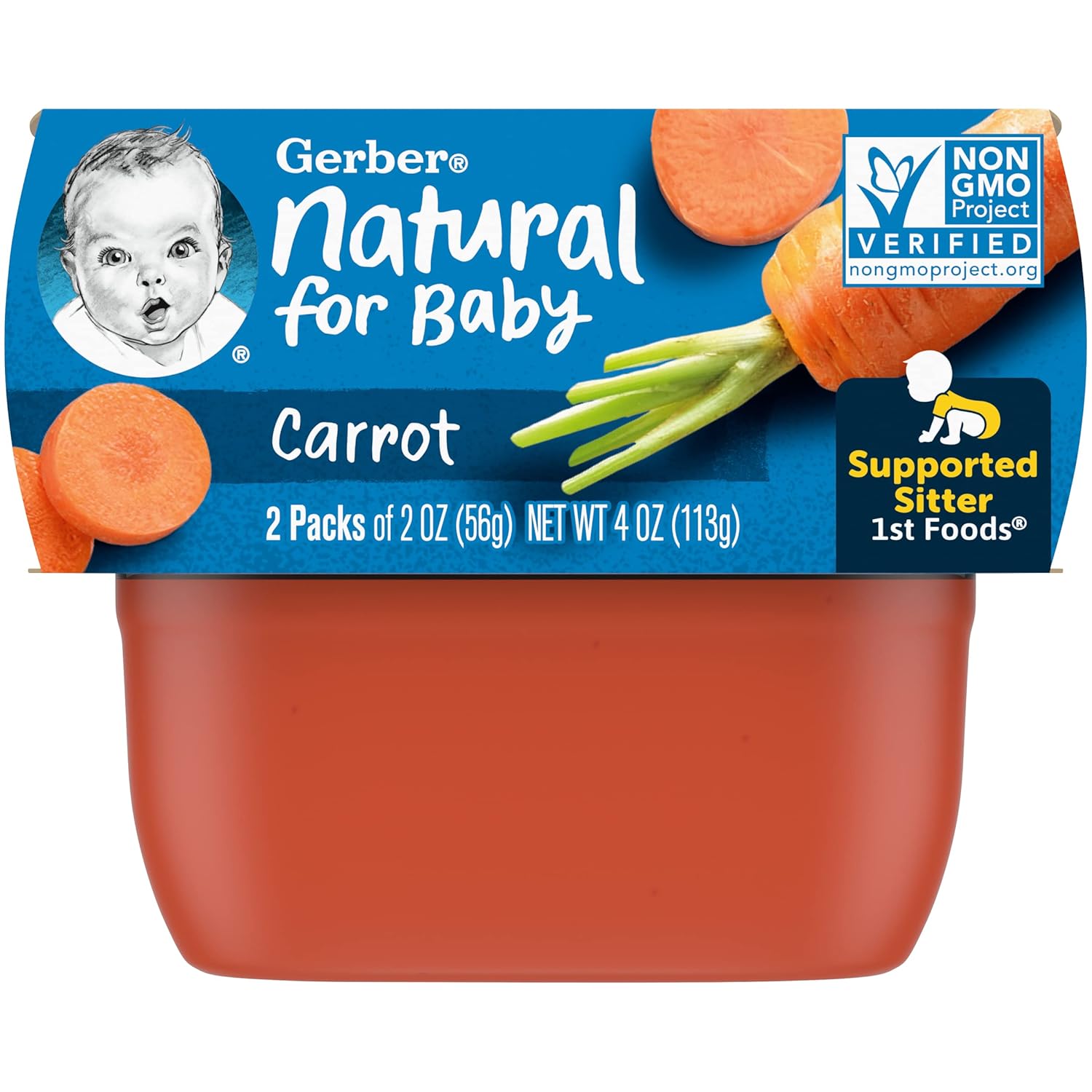 Gerber Baby Food Carrot, 2 Oz, 2 Ct Tubs