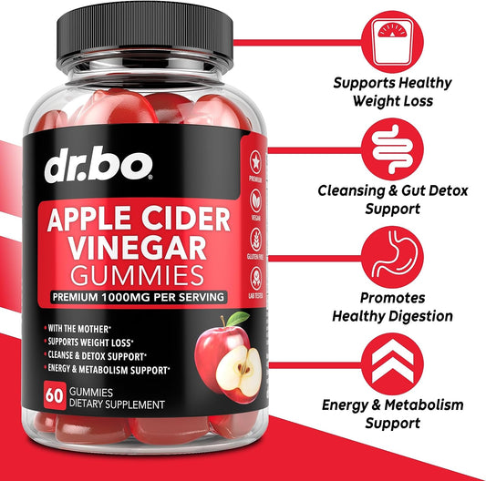 DR. BO ACV Gummies & Water Away Pills - 1000MG Apple Cider Vinegar Gummies & Water Retention Diuretics for Digestion, Gut Health, Stomach Bloating & Leg Swelling