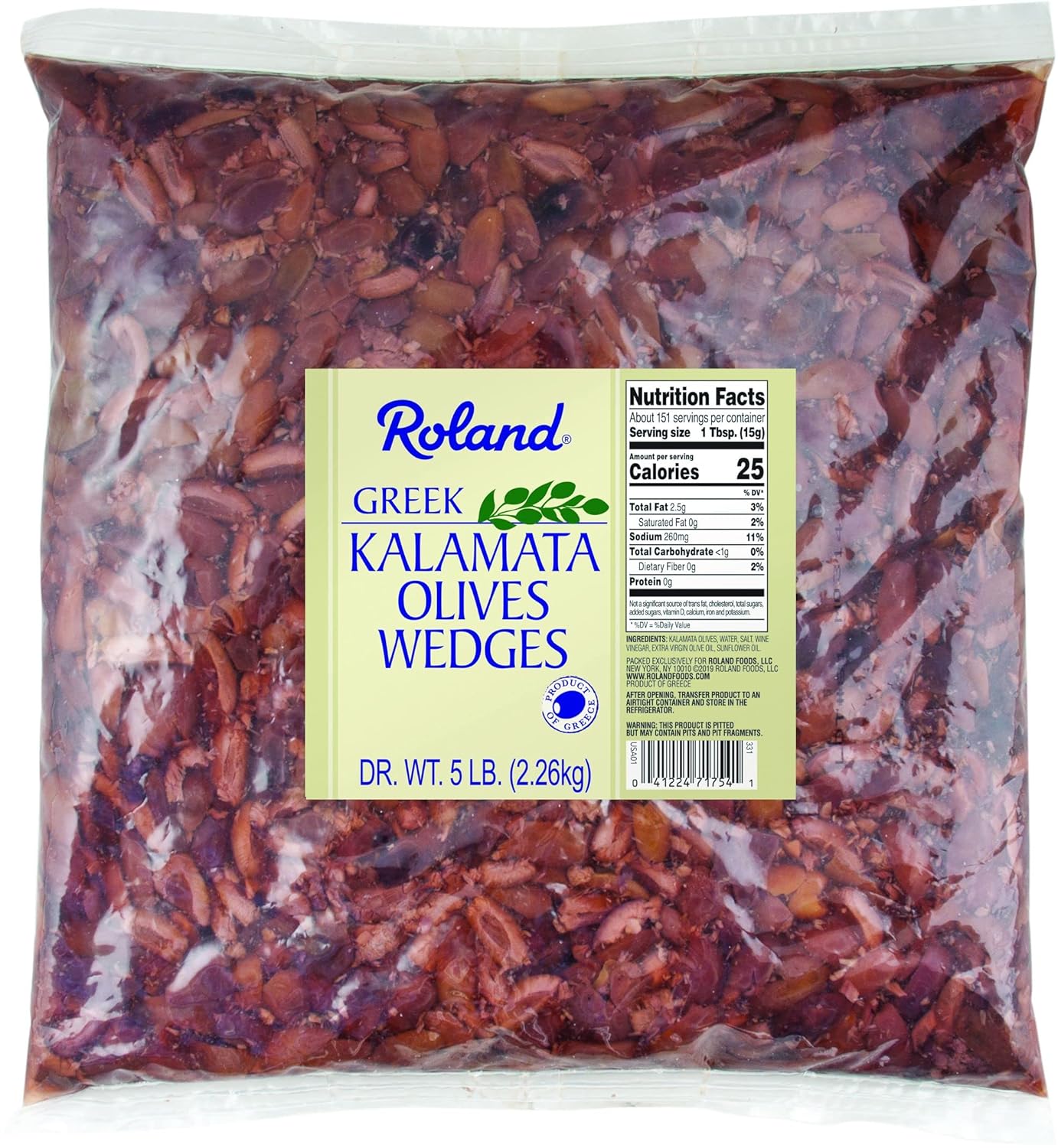 Roland Foods Halved Kalamata Olive Wedges From Greece, Bulk Size, 5 Pound (Pack Of 1)