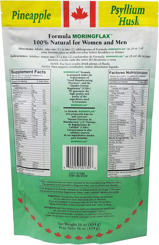 Moringflax Bag Formula 100 Natural Canadian Flax Seed With Garcinia Cambogia And Moringa Oleifera Bag, Tan, 16 Ounce