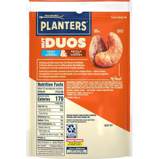 Planters Nut Duos Ranch Almonds & Buffalo Cashews 5 Oz