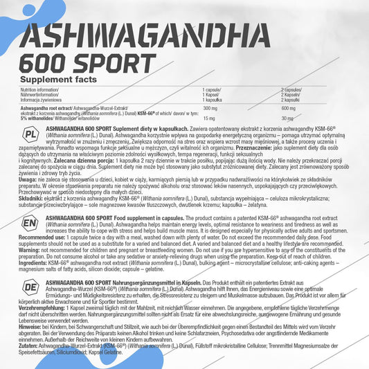 Olimp Sport Nutrition Ashwagandha 600 Sport Supplement Capsules