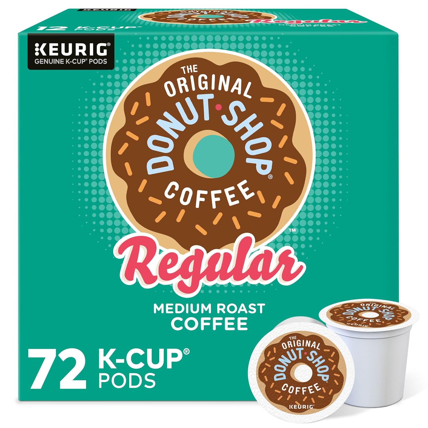 The Original Donut Shop Regular Keurig Single-Serve K-Cup Pods, Medium Roast Coffee, 12 Count (Pack Of 6), Total 72 Count