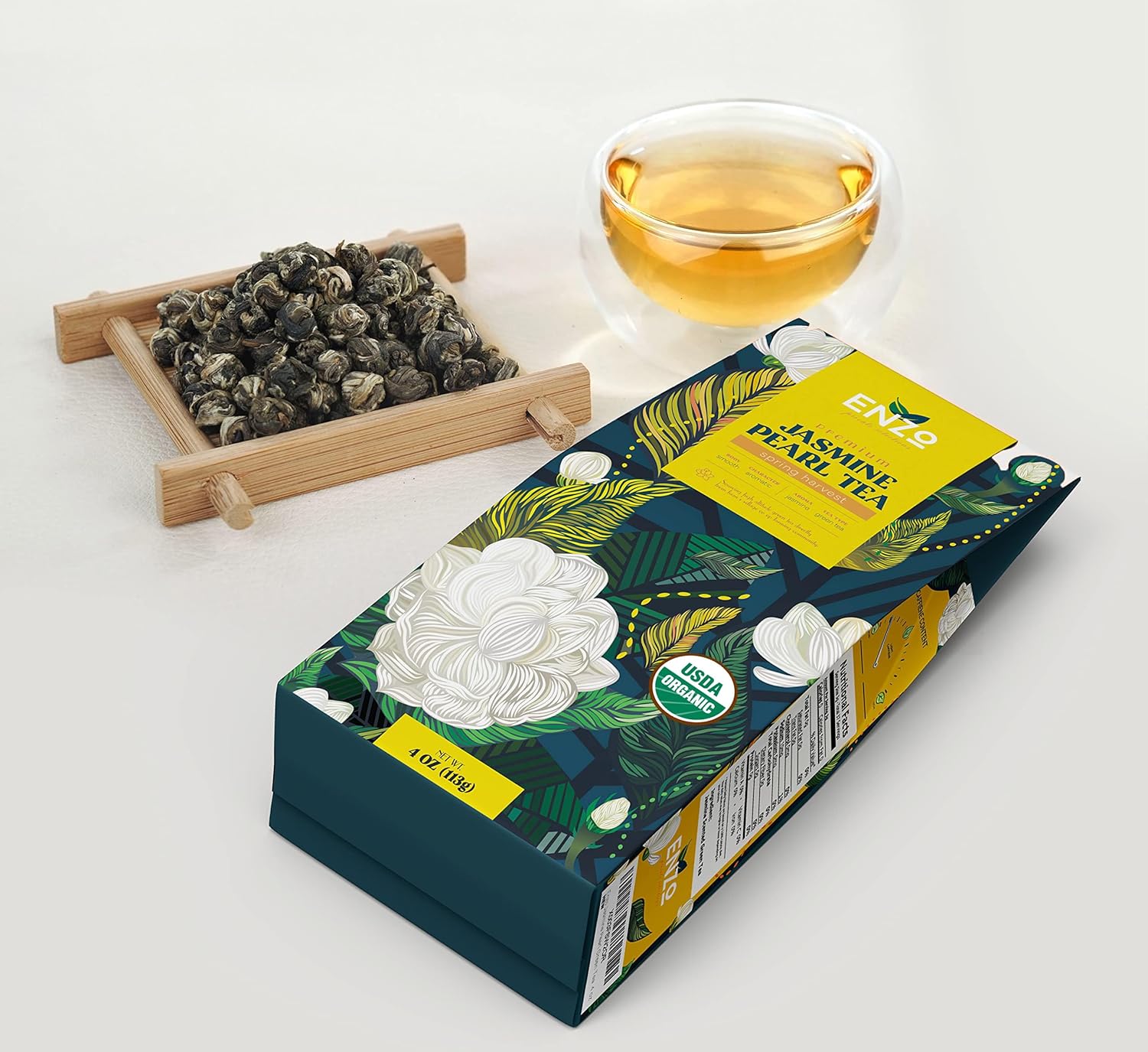 Organic Jasmine Green Tea Pearls - 4oz 113g - Dragon Pearl Tea by Enzo - Experience Soothing Scent of Jasmine Mellows Awaking Caffiene of Green Tea Pearl (Jasmine) : Grocery & Gourmet Food