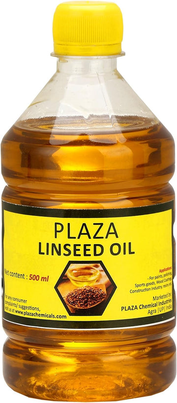 Linseed Oil Pure - 500 ml Pack (Bat Oil) by PLAZA Used for Wood Polishing and Wood Strength, Used for Cricket Bats, Used for Mixing in Paints for Enhanced Gloss, Good Massaging Oil