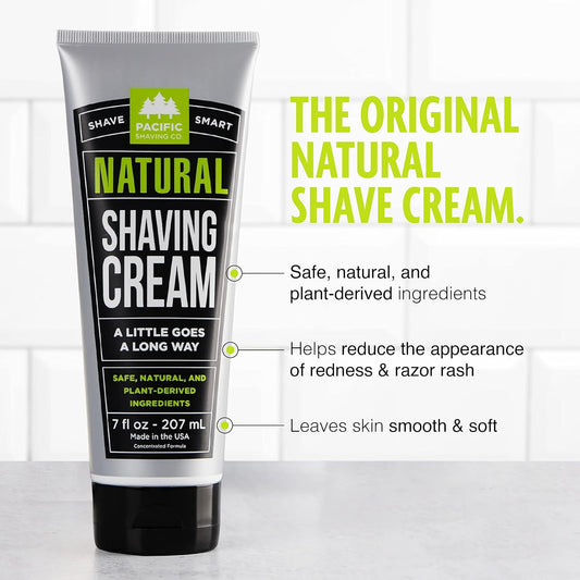 Pacific Shaving Company Natural Shaving Cream - Safe, Natural, And Plant-Derived Ingredients For A Smooth Shave, Cruelty-Free, Tsa Friendly, Made In Usa, 3.4 Ounce (Pack Of 3)