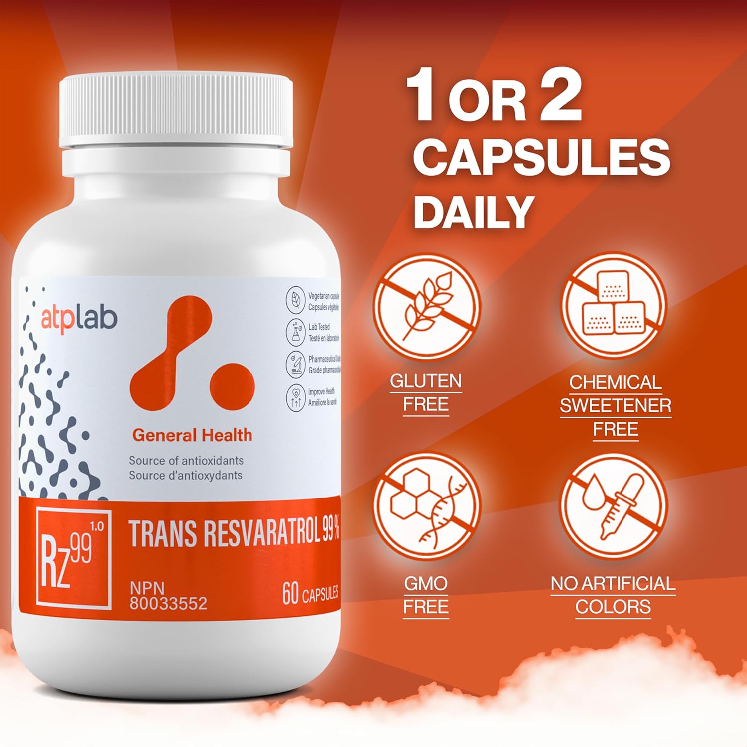 Atp Lab | Trans Resveratrol 99% 60 Caps | Source Of Antioxidants : Health & Household