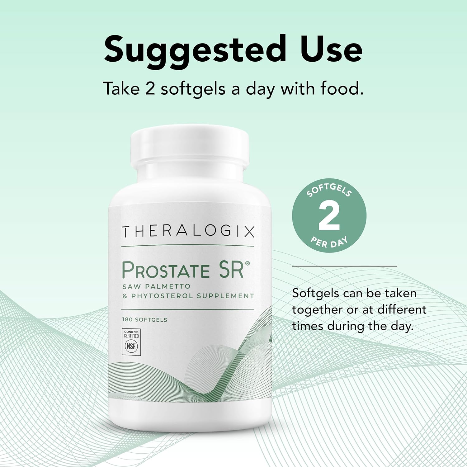Theralogix Prostate SR Saw Palmetto & Beta-Sitosterol Supplement - Supports Healthy Urinary Tract Function in Men* - 90-Day Supply - NSF Certified - 180 Softgels : Health & Household