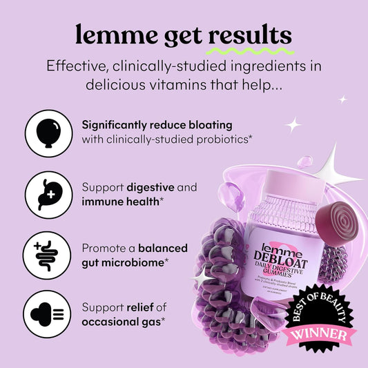 Lemme Debloat And Burn - Metabolism, Bloat Support, Gut Health & Weight Management With Clinically Studied Probiotics, Prebiotics, Green Tea Extract, Vitamins B6 & B1 - Vegan, Gluten-Free, 60 Count Ea