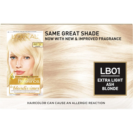 L'Oreal Paris Superior Preference Fade-Defying + Shine Permanent Hair Color, Lb01 Extra Light Ash Blonde, Pack Of 2, Hair Dye