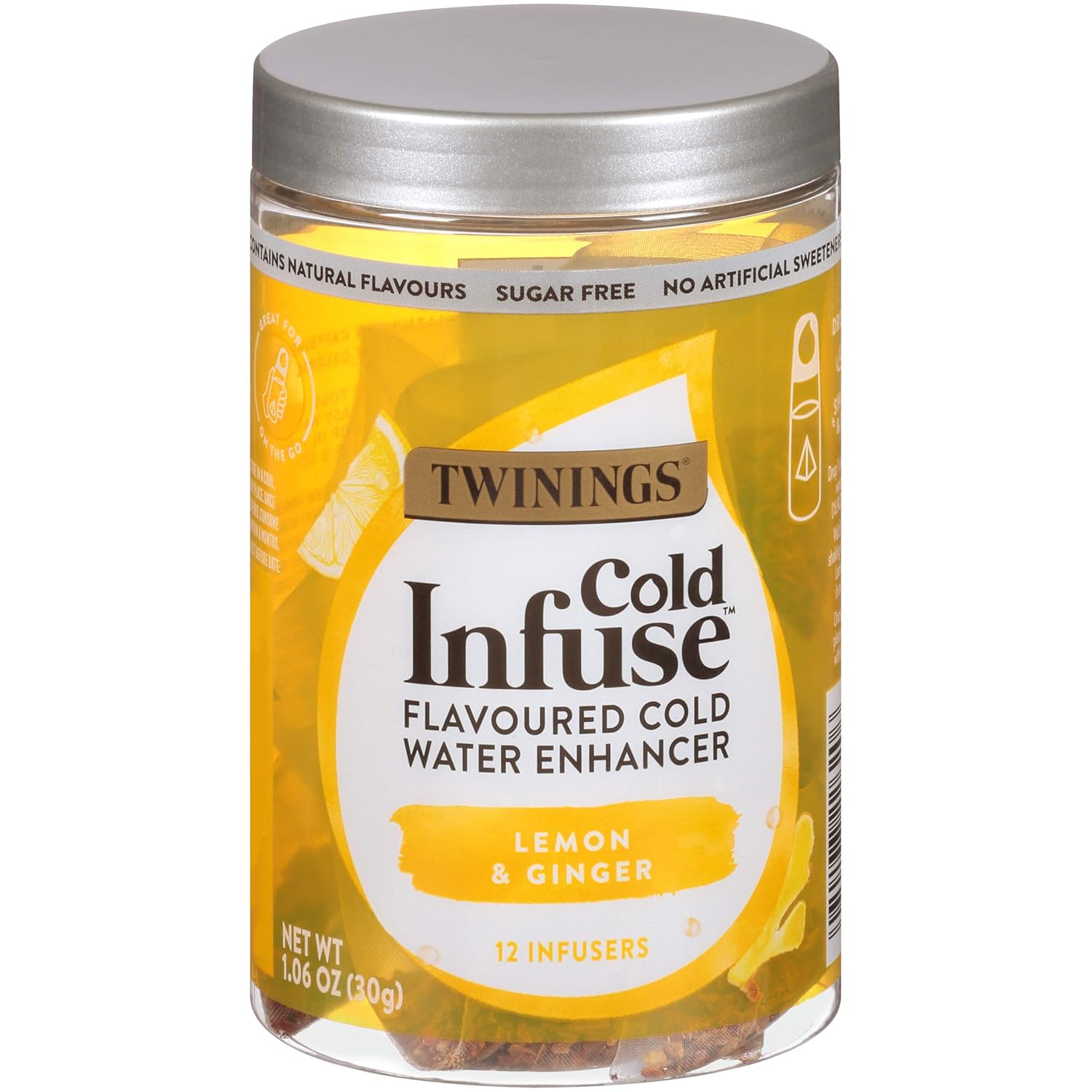 Twinings Cold Infuse Flavored Water Enhancer, Lemon & Ginger, 12 Infusers (Pack Of 6)