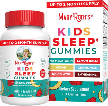 Maryruth Organics Kids Sleep Gummies | Sugar Free | No Melatonin Gummies With L Theanine, Lemon Balm, Chamomile, Vitamin B6 | Relaxation Support For Kids 2+ | Vegan | Non-Gmo | Gluten Free | 60 Count