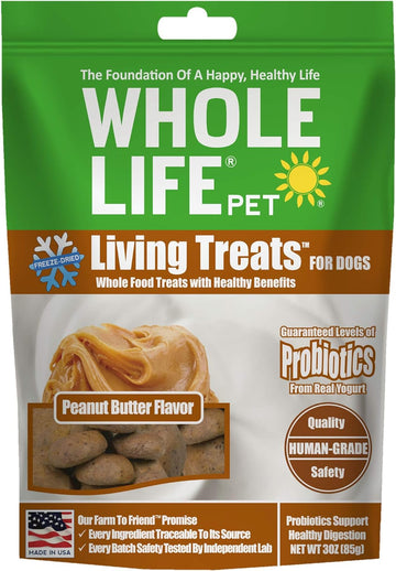Whole Life Pet Human Grade Probiotic Dog Treats – Peanut Butter & Yogurt – Easy Digestion, Sensitive Stomachs - Made in The USA