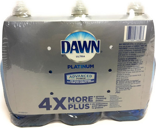 Dawn Dish Soap, Ultra Platinum Advanced Power 4X More (24 Fl. OZ x 3)