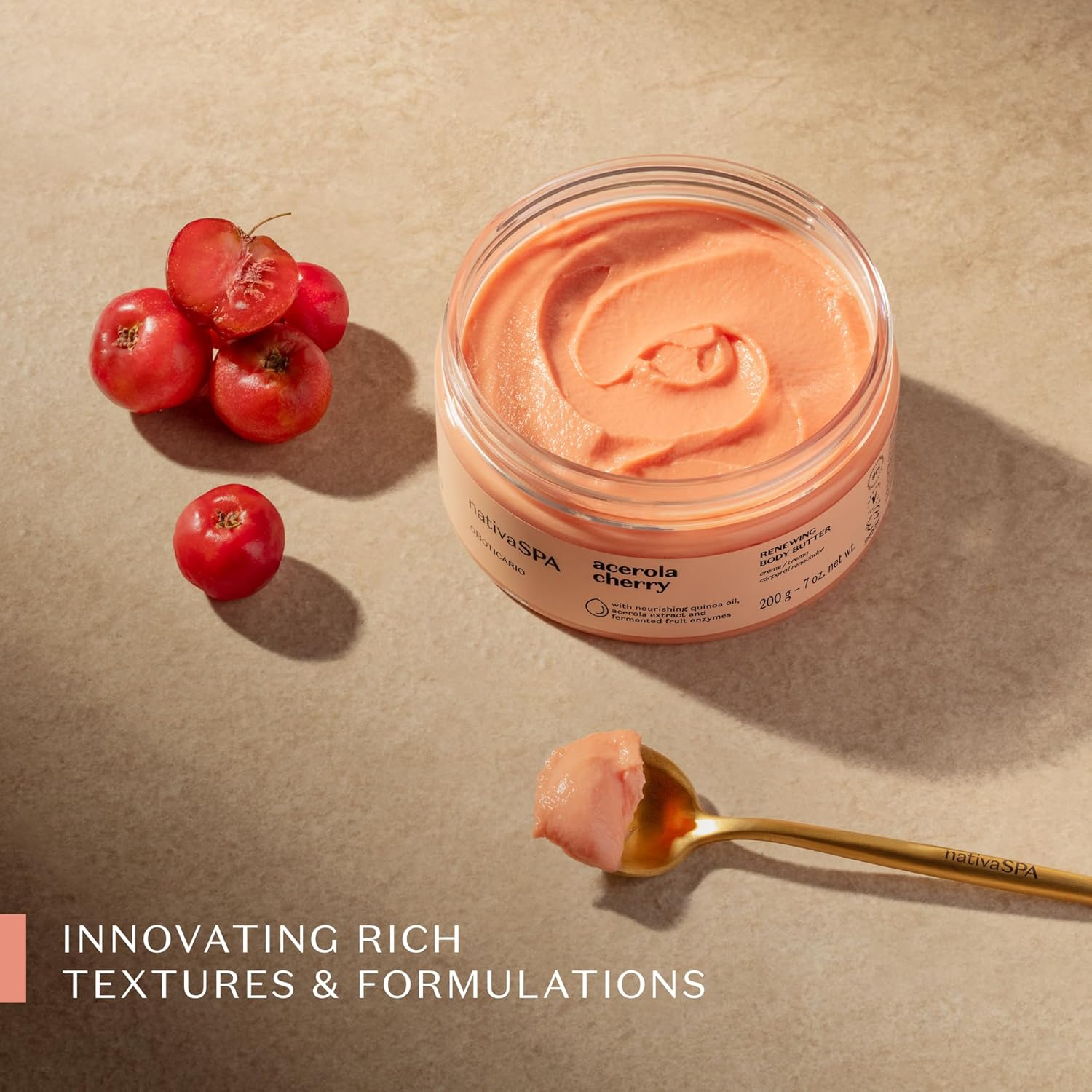 Nativa Spa By O Boticario Acerola Cherry Renewing Body Butter, Deep Nourishment For Supple Glowing Skin, 1.05 Ounce (200G) : Beauty & Personal Care