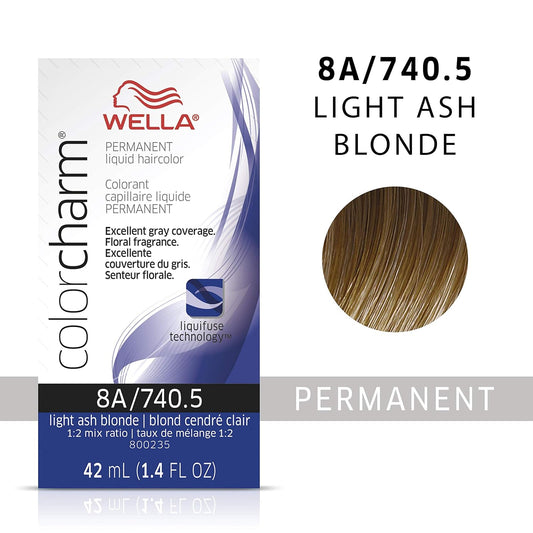 Wella Professionals Invigo Brilliance Color Protection Shampoo & Conditioner, For Fine Hair + Wella Colorcharm Permanent Liquid Hair Color For Gray Coverage, 8A Light Ash Blonde