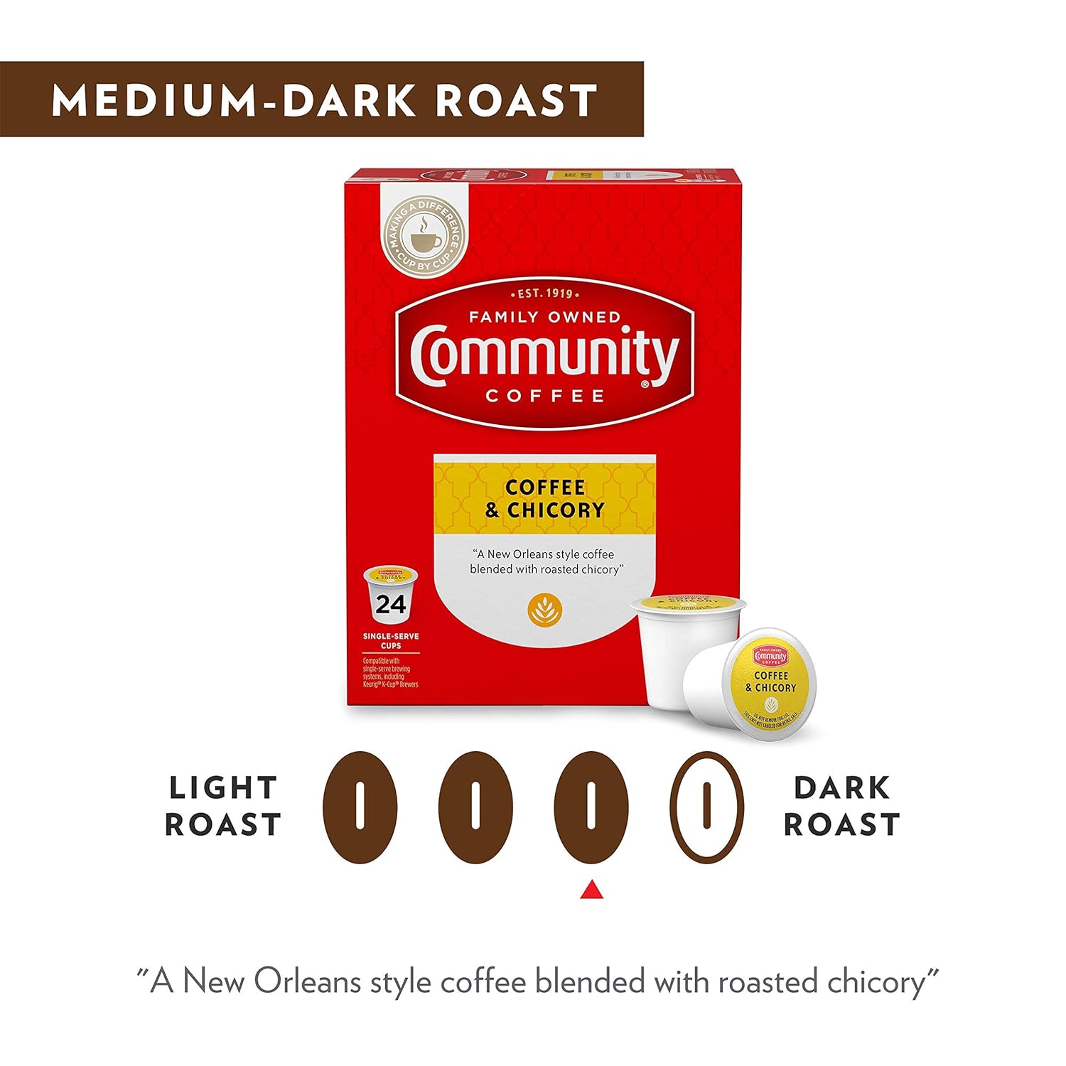 Community Coffee & Chicory 36 Count Coffee Pods, Medium Dark Roast, Compatible with Keurig 2.0 K-Cup Brewers : Grocery & Gourmet Food