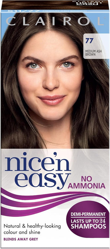 Clairol Nice'N Easy No Ammonia Hair Dye, 77 Medium Ash Brown