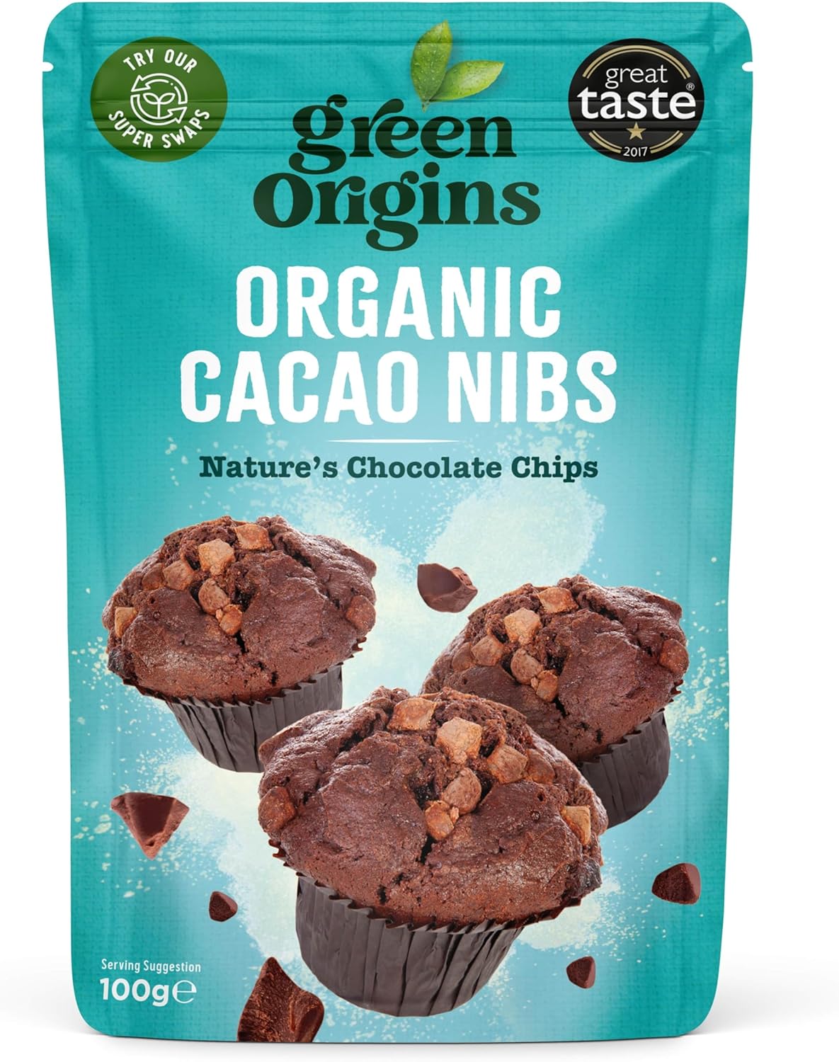 Green Origins Organic Cacao Nibs, Raw 90G