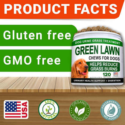 Grass Burn Spot Chews + Hemp Oil + Glucosamine For Dogs Bundle - Dog Urine Neutralizer For Lawn + Hip & Joint Care - Dl-Methionine+Enzymes + Omega 3, Chondroitin, Msm - 120 + 240 Chews - Made In Usa