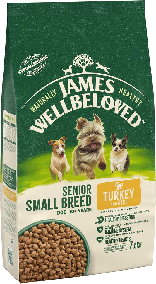 James Wellbeloved Complete Dry Senior Small Breed Dog Food Turkey and Rice, 7.5 kg?401753
