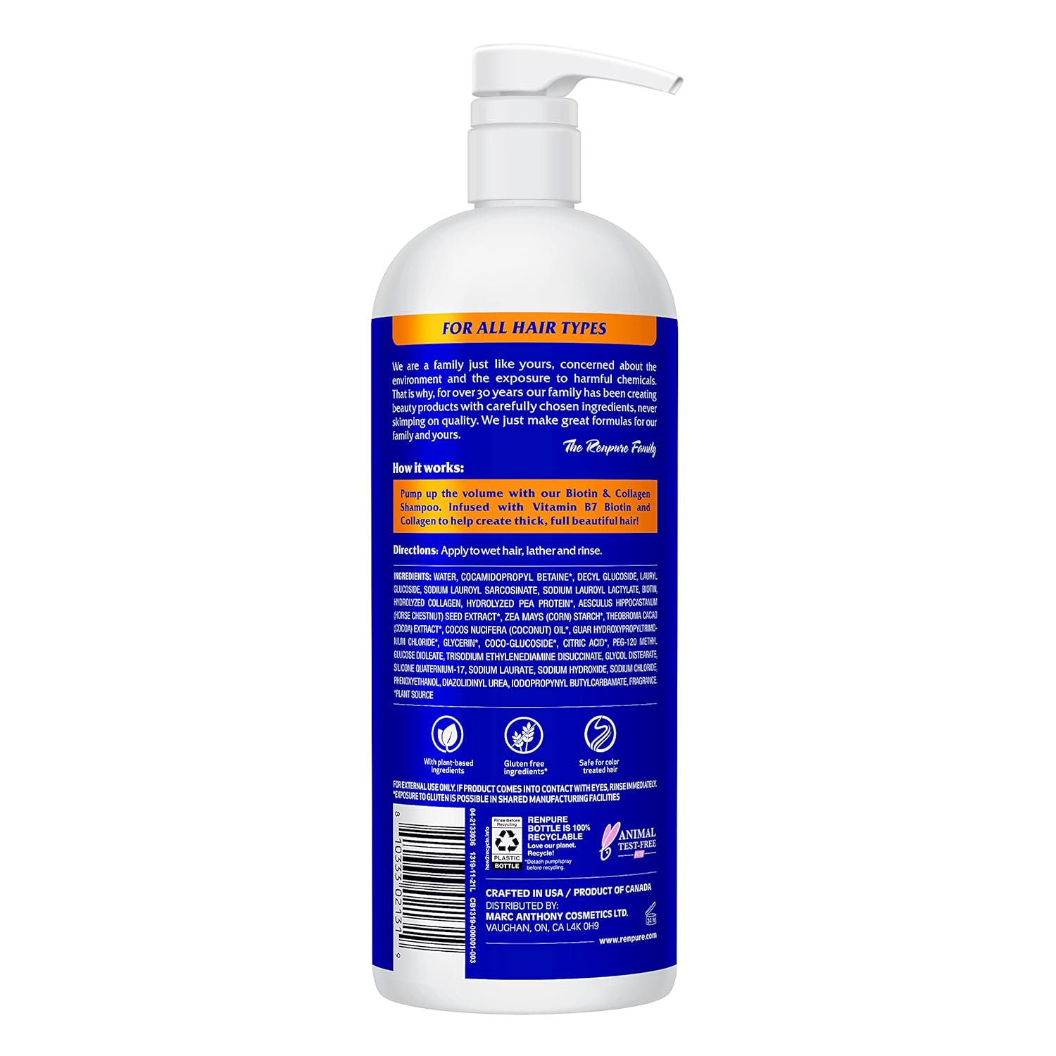 Renpure Originals Biotin & Collagen Thickening Shampoo, 32 Fl Oz (Pack of 1) : Beauty & Personal Care