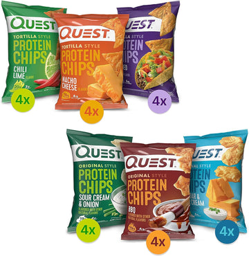 Quest Nutrition Protein Chips Variety Pack Bundle, High Protein, Low Carb, 24 Count