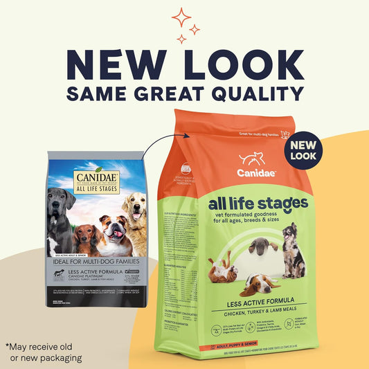 Canidae All Life Stages Premium Dry Dog Food for Less Active Dogs, All Ages, Chicken, Turkey & Lamb Meals, 15 lbs
