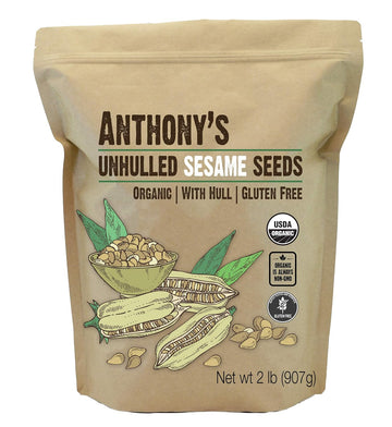 Anthony'S Sesame Seeds, 2 Lb, Unhulled, Batch Tested And Verified Gluten Free, With Hull, Keto Friendly