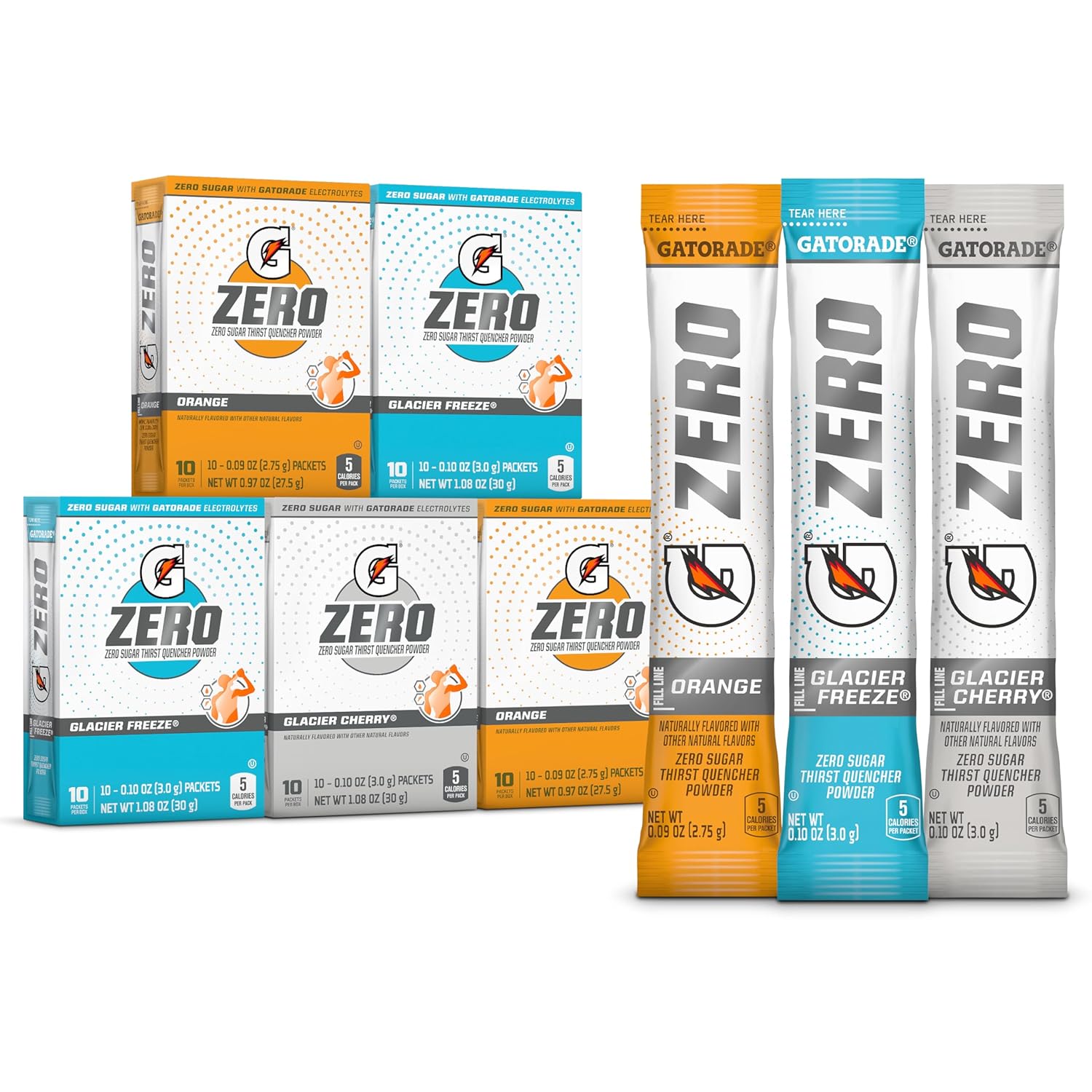 Gatorade G Zero Powder, Glacier Cherry Variety Pack, 0.10Oz Individual Packets - 10 Count (Pack Of 5)