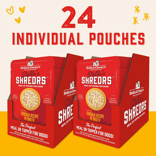 Stella & Chewy'S Stella’S Shredrs Cage Free Chicken Recipe In Broth, 2.8 Oz. Pouches (Pack Of 24)