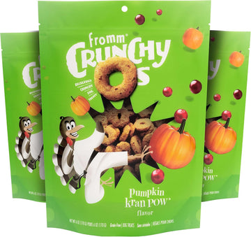 Fromm Crunchy Os Pumpkin Kran Pow Dog Treats - Premium Crunchy Dog Treats - Turkey Recipe - Pack Of (3) 6 Oz Bags