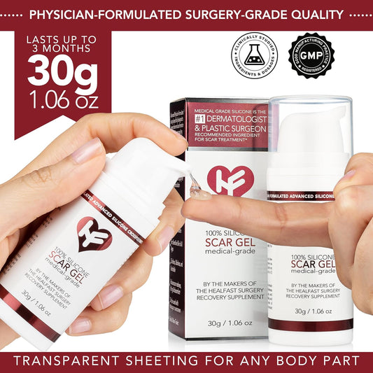 Physician Formulated Silicone Scar Gel Semi-Solid Sheeting - Advanced Crosspolymer Medical Grade Liquid Sheeting For Face, Body, Surgery, C Section, Burn, Keloidal & Hypertrophic Scars
