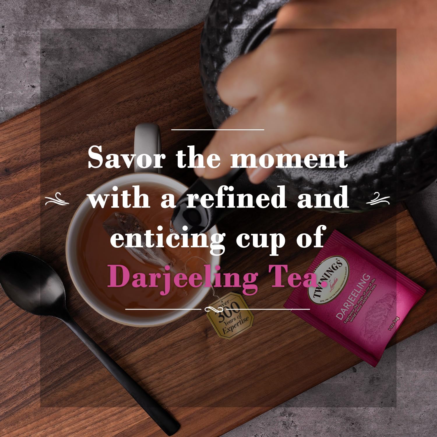 Twinings Darjeeling Tea - A Delicate, Dry Black Tea, Sophisticated Coffee Alternative With Less Caffeine, Individually Wrapped Tea Bags, 50 Count