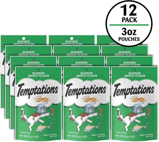 Temptations Classic Treats For Cats Seafood Medley Flavor 3 Ounces (Pack Of 12)