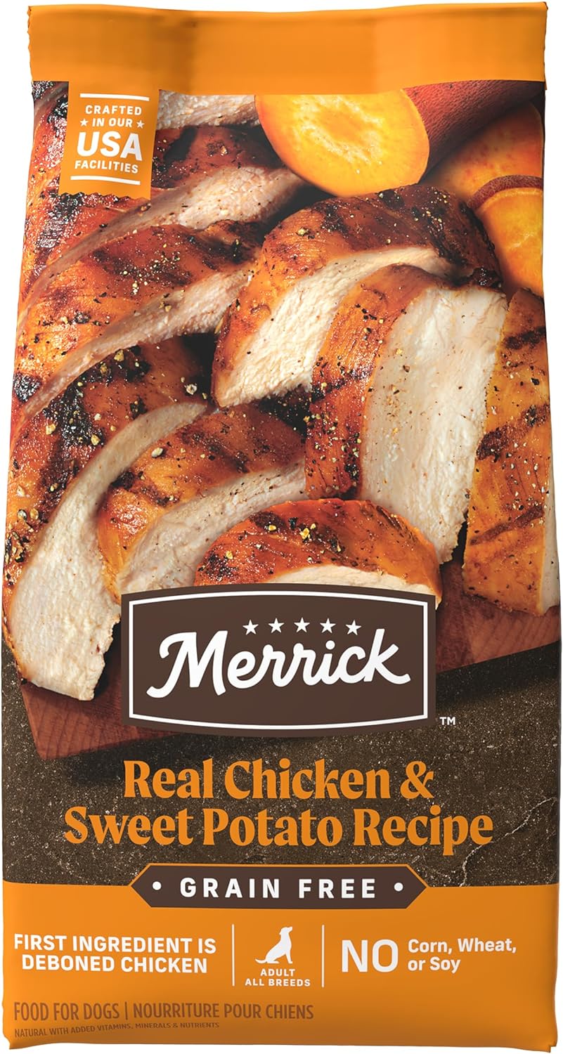 Merrick Premium Grain Free Dry Adult Dog Food, Wholesome And Natural Kibble With Real Chicken And Sweet Potato - 22.0 Lb. Bag