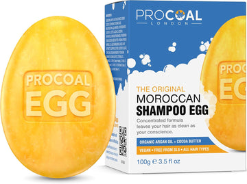 Vegan Moroccan Shampoo Bar 100G By Procoal - Argan Oil, Aloe Vera, Almond Oil, Sls Free Eco Solid Shampoo Bar, Cruelty-Free
