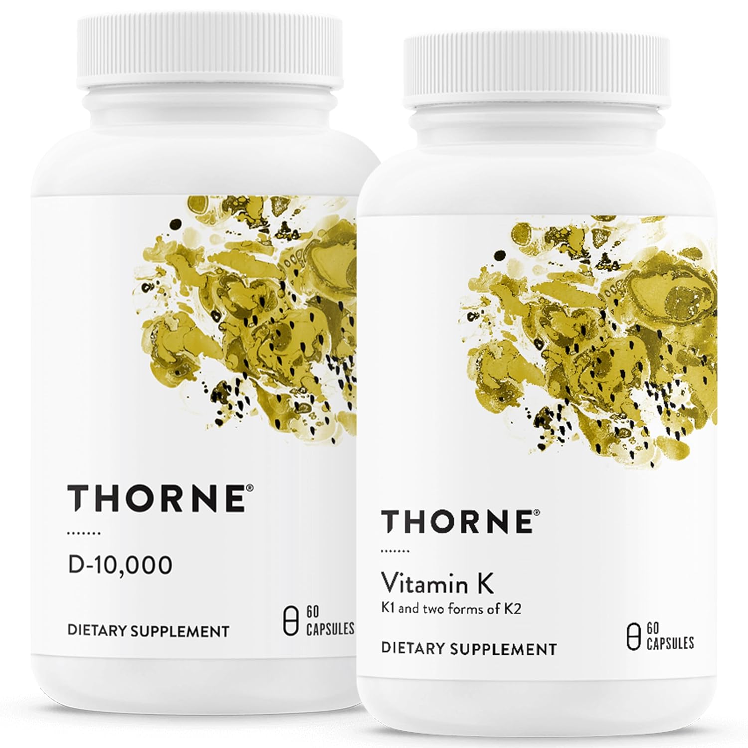 Thorne Bone Health Bundle - Vitamin D3 & Vitamin K - Supports Healthy Bones, Teeth Muscles, Cardiovascular, And Immune Function - 30 To 60 Servings
